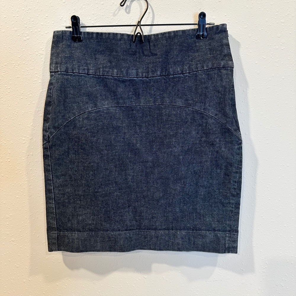 Gap Denim Mini Skirt Women 8 Dark Blue Side Zip Stretch Indie Sleaze Y2K Bodycon - Picture 13 of 16